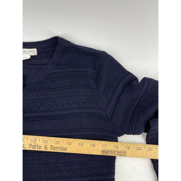 Melrose Chic Women's Black Crochet Knit Long Sleeve Cardigan Sweater Size Small - Picture 9 of 11